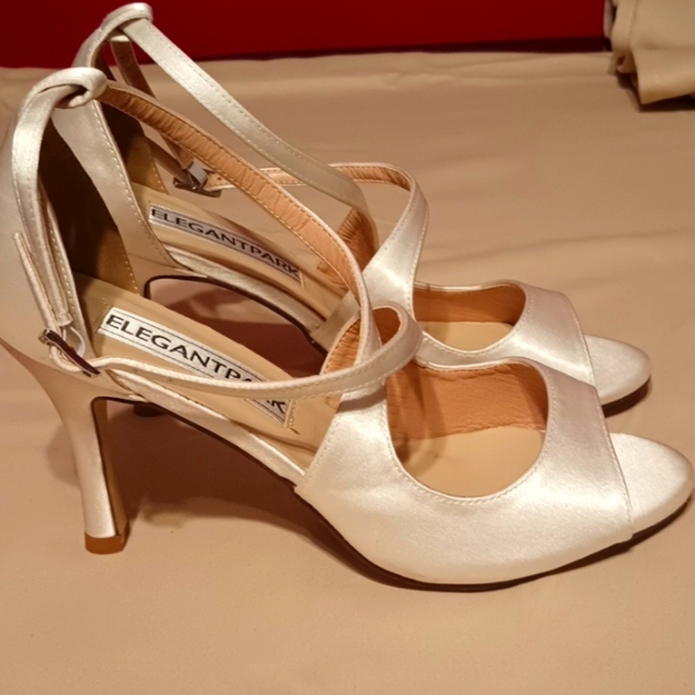 Elegantpark women's peep toe high heels sandals cross Strappy